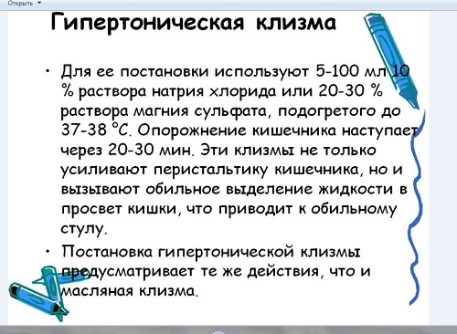 Инструкция по гипертонической клизме