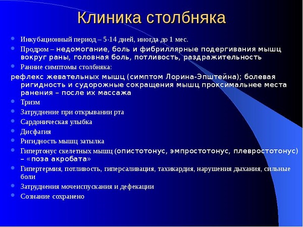 Клиника столбняка