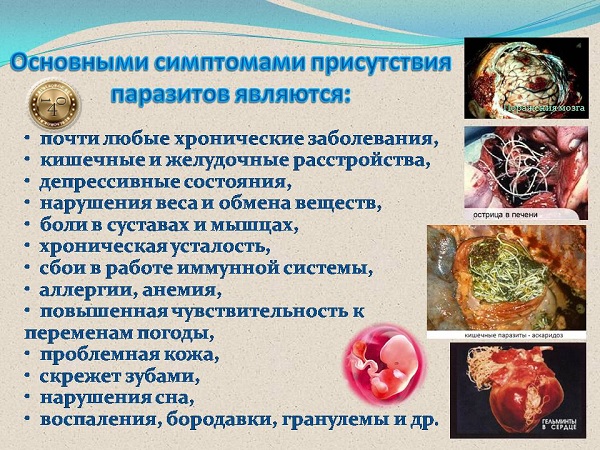 сиптомы присутствия паразитов в организме